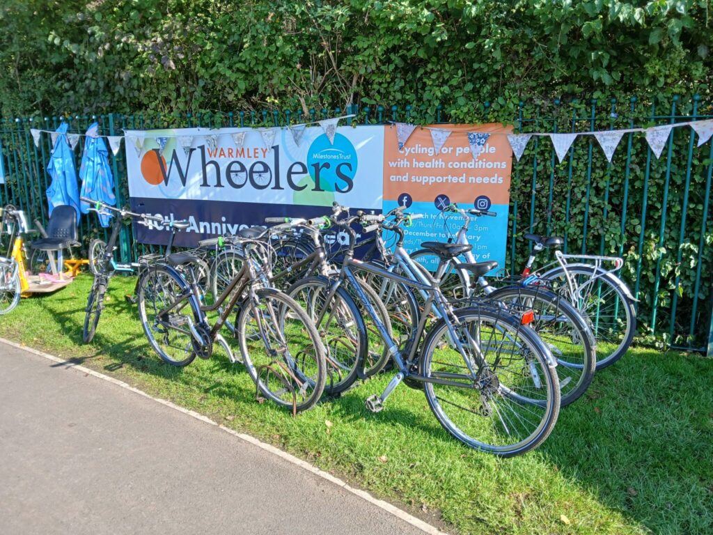 A fleet of various types of bicycles